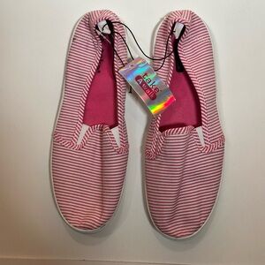 Take a Walk Women's Pink Striped Slip-On Sneakers Size 10